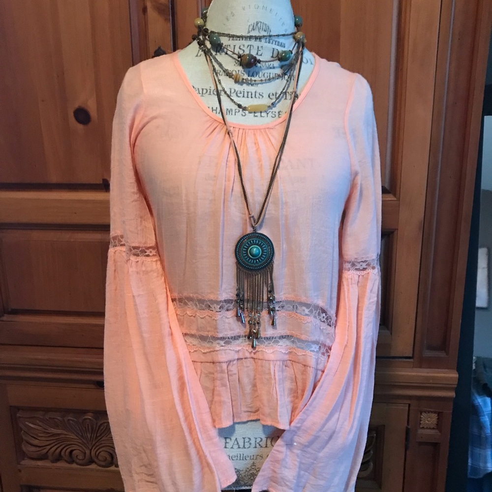 Bohemian coral colored blouse